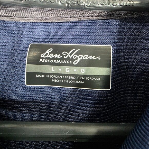 Mens Ben Hogan Blue Ribbed Performance Polo Golf Shirt Short Sleeve Size L - Picture 3 of 7